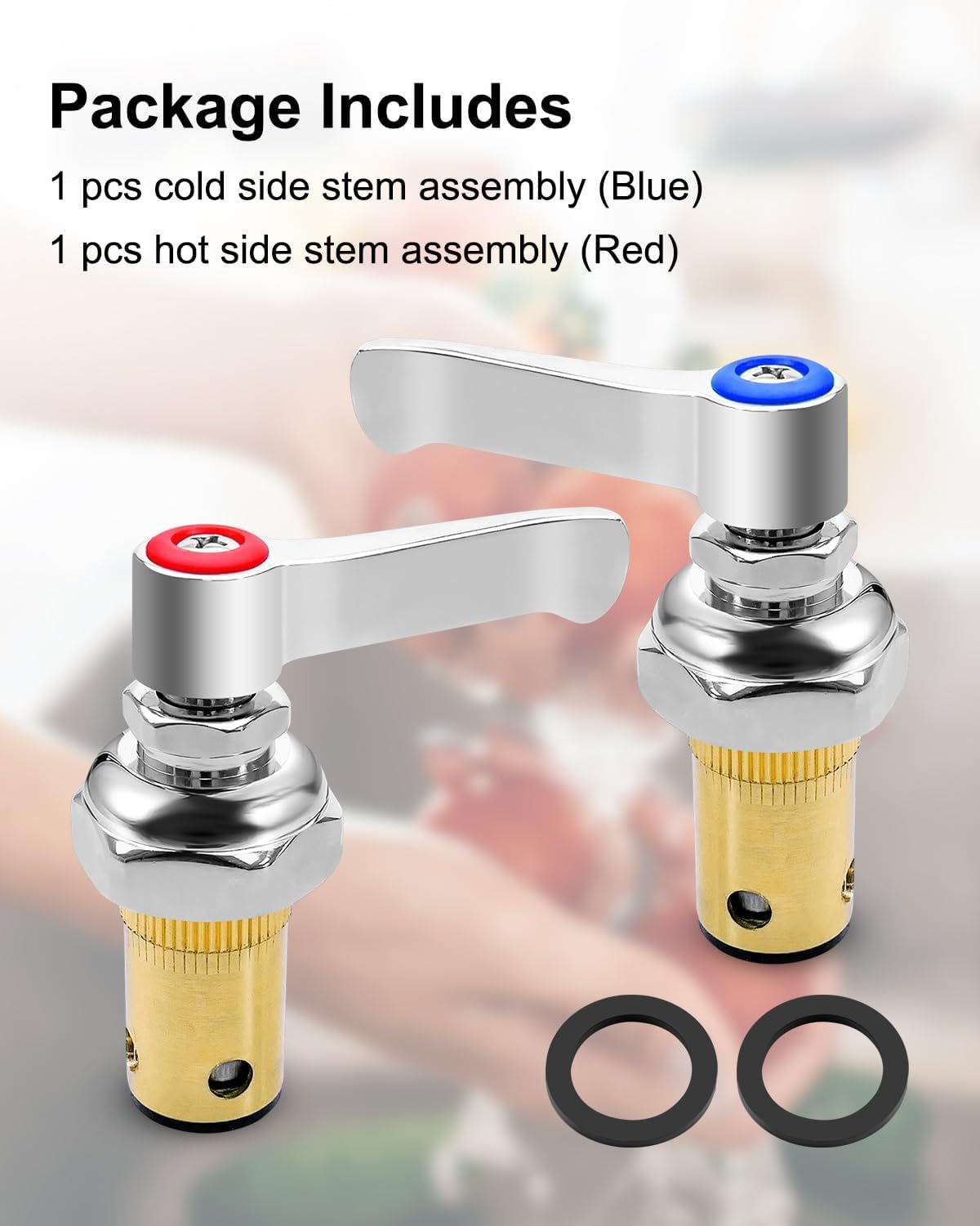 Nahntaipy 002713-40 Cold Side Handle Stem Assembly Fit For T&S Brass All Faucets Blue - View #11