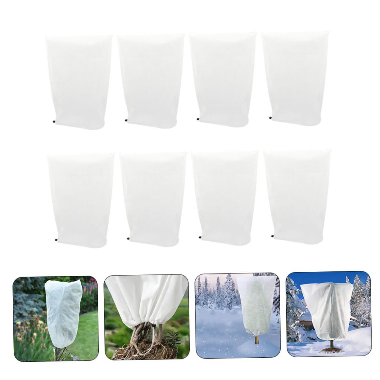 UKCOCO Voile D'hivernage pour Plantes Blanc en Tissu Non Tissé 8 Pièces, Protection Antigel et Coupe-Vent pour Jardin en Hiver