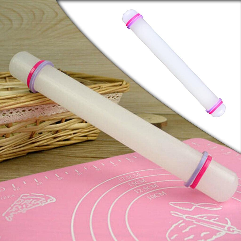 Juego de 5 rodillos antiadherentes para decoración de fondant, pasteles, masa de 33 cm, color blanco