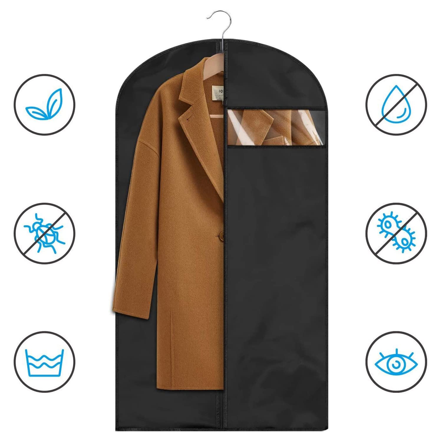 2-piece clothes dust cover, hanging clothes bag, clothes protection bag, zipper and transparent window, dress cover - Image 3