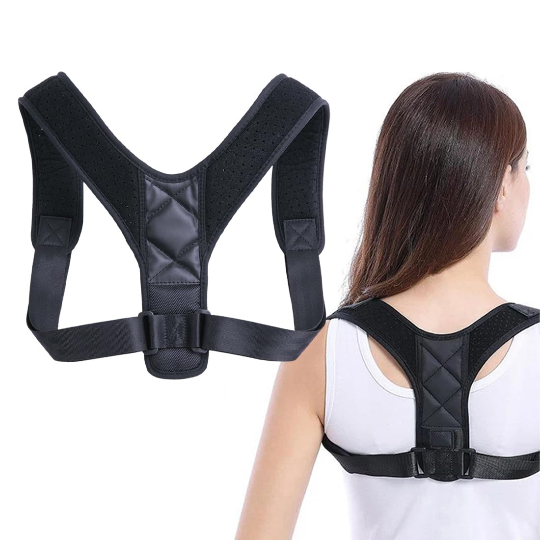 Posture Corrector for Men and Women, Comfortable Upper and Back Brace, Upper Back Support for Back Pain, Neck Posture Corrector Clavicle Aid Spine Align, for Back, Shoulder and Neck, Black