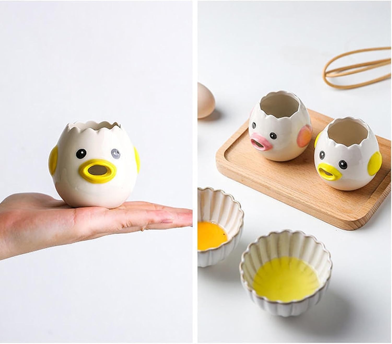 Séparateur à œufs en céramique Rose et Jaune pour Cuisine