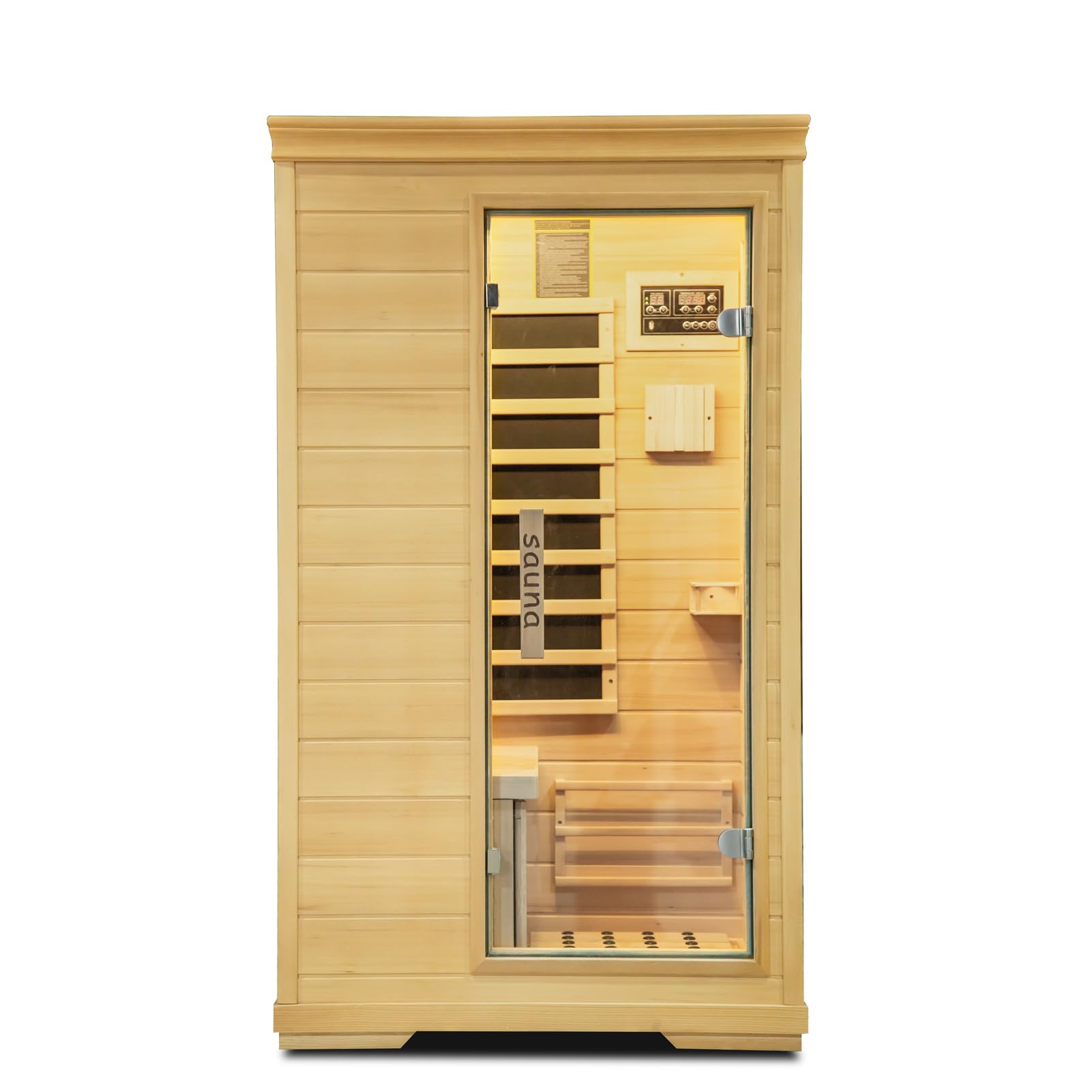 Sauna,Home Far Infrared Sauna Room,Indoor 1 Person Hemlock Wood Dry Sauna,1050W/110 Sauna Birthday Gift, Digital Controler,Bluetooth Player,5 Heating Panels