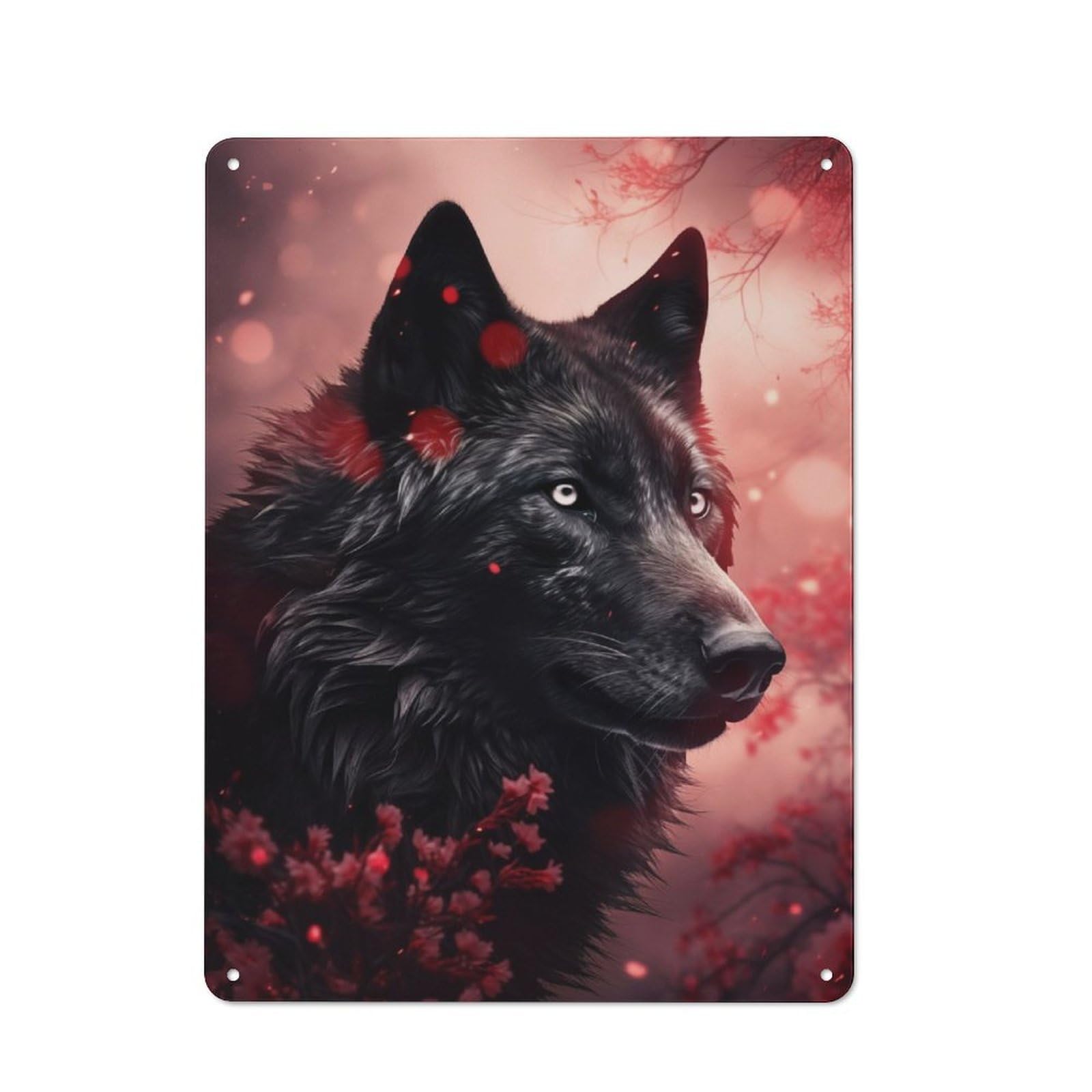 Junmoney Angry Black Wolf Retro Tin Sign 40X30cm For Lounge Or Reading Corner, Gift For Lounge Decor Fans During The Christmas Season