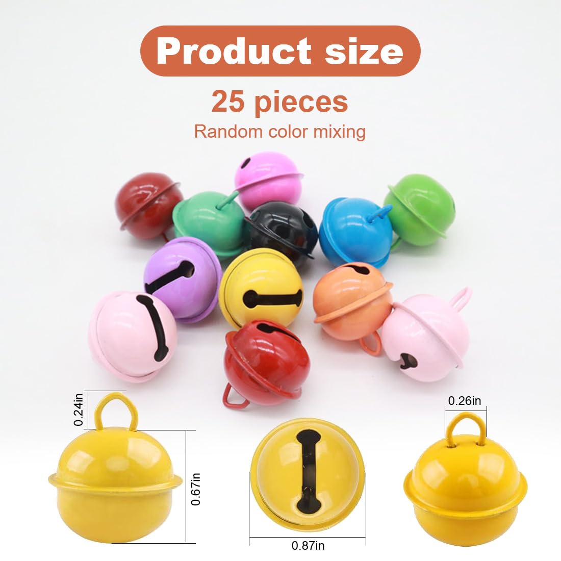 Aililong Lot de 25 petites cloches de 22 mm - Mini clochettes pour bricolage et décoration en plusieurs couleurs - Pour artisanat, bijoux et festivals ( mélange de couleurs aléatoire