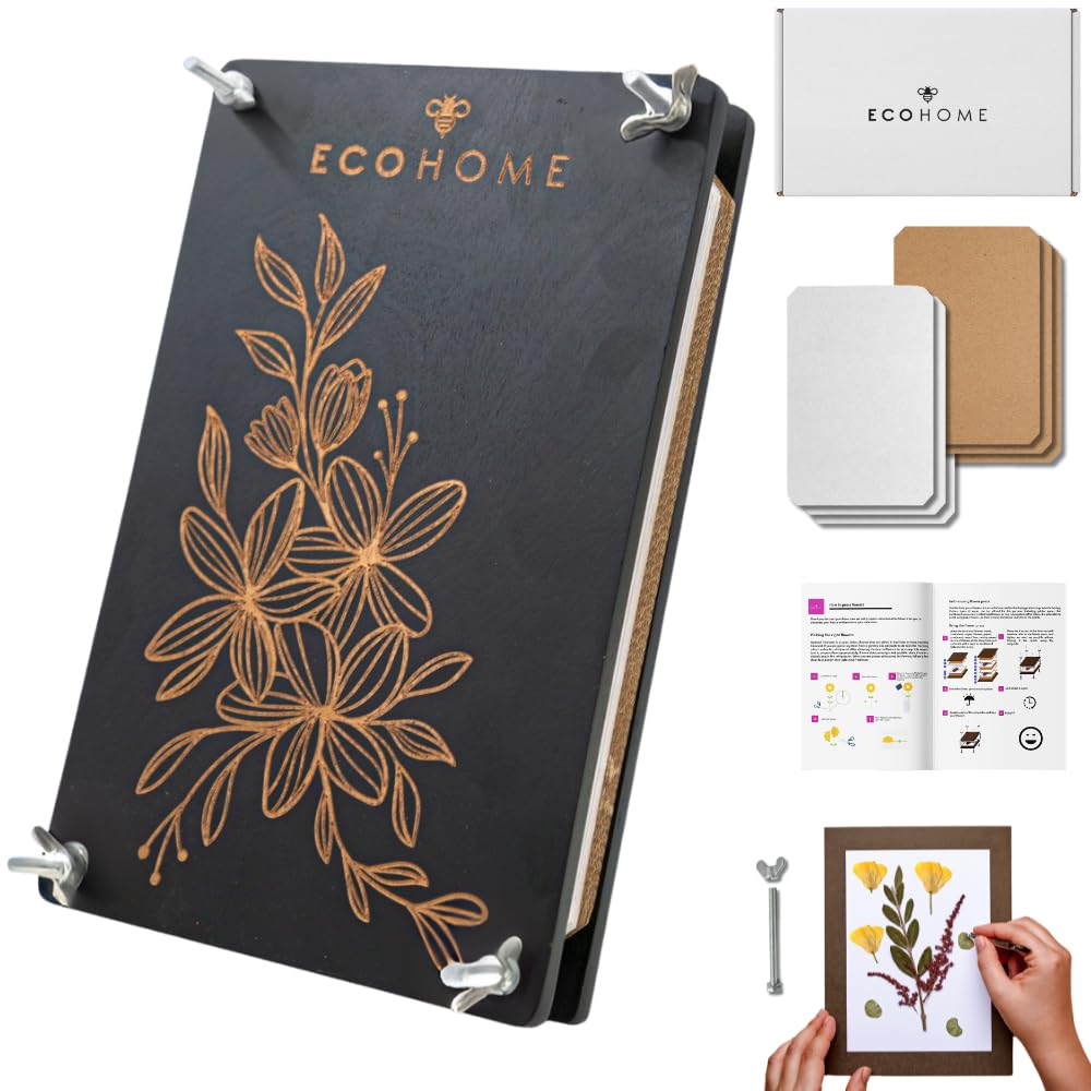 ECOHOME Flower Press Kit for Preserving Plants and Pressed Flowers - Empower Your Creativity with Botanical Art & Craft Supplies to Preserve Cherished Nature Memories