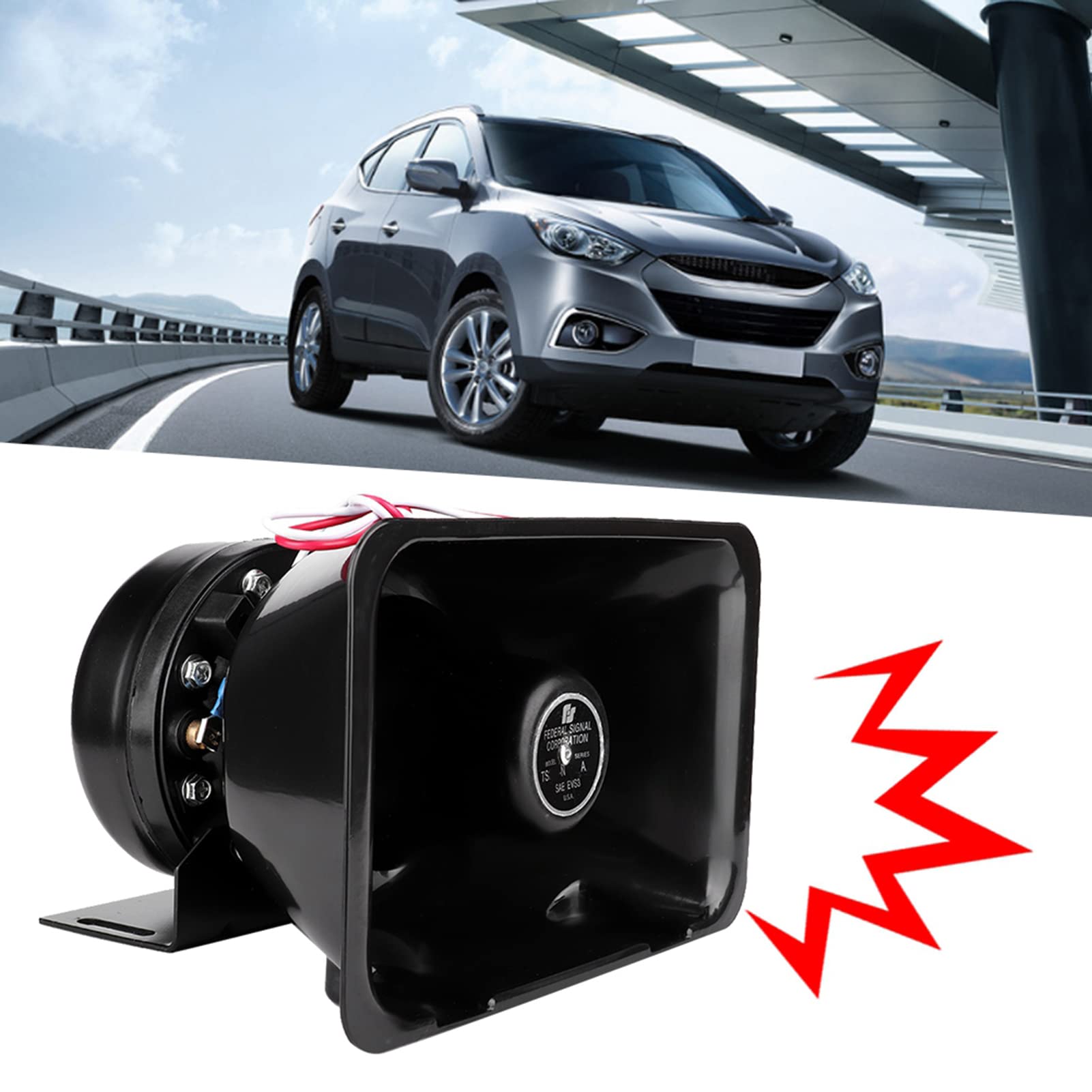 Haut-parleur de Sirène 200W, Haut-parleur de Sirène 200W, Klaxon 12V 200W Super Fort Universel Avertissement de Voiture Alarme Klaxon Haut-parleur Fonctionne avec Système D'alarme