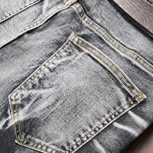 Mens Jeans Slim Fit Straight Leg Stretchy Trendy Light Wash Summer Skinny Jeans2