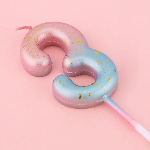 Miniatura 3 de Vela de letras con número de cumpleaños en degradé, velas de cumpleaños degradadas color rosa y azul para tartas