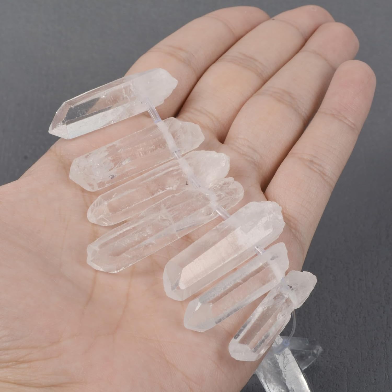 Natural Clear Quartz Rock Crystal Faceted Points Sticks 10pcs Graduated Loose Gemstone Beads - Image 4