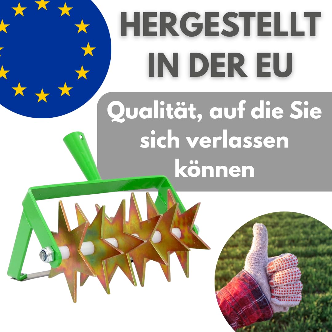 Kultivator Sternfräse mit 6 Sternen und Jätemesser, Krümler 21 cm, Bodenkrümler, Rollhacke 2-Reihe, BR: 20cm, Gartengerät EU-Produktion TMX