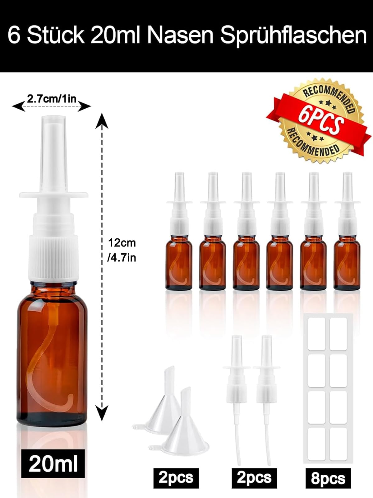 Set 8 Bottiglie Spray Viaggio 50ml E 100ml + Imbuti - Per Cosmetici E Liquidi Da Trasporto - Foto 8