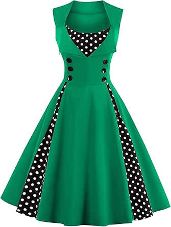 KILLREAL Women's Polka Dot Retro Vintage Style Cocktail Party Swing Dress