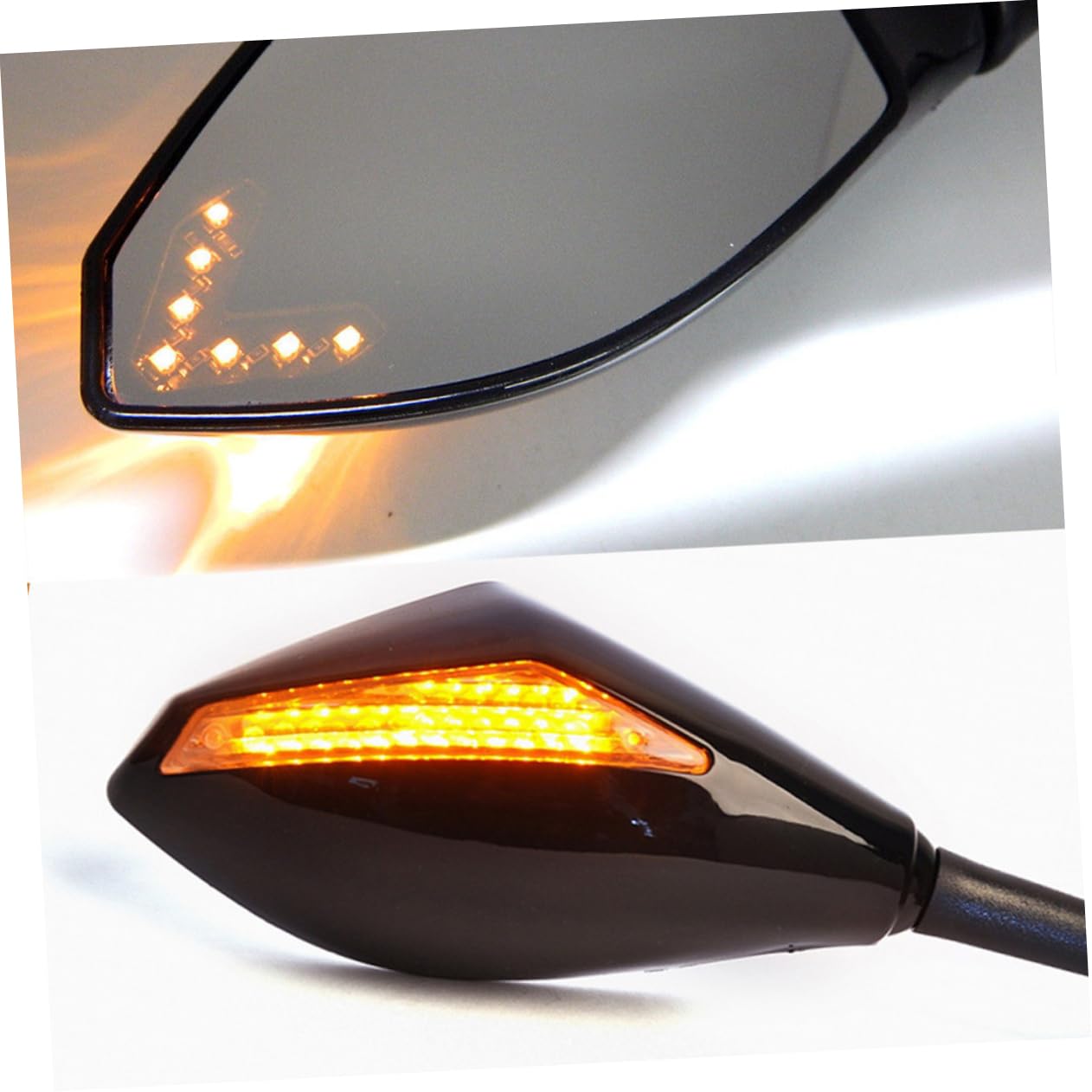 Rétroviseur de Guidon Moto à Led, Flèche Noire, Paire