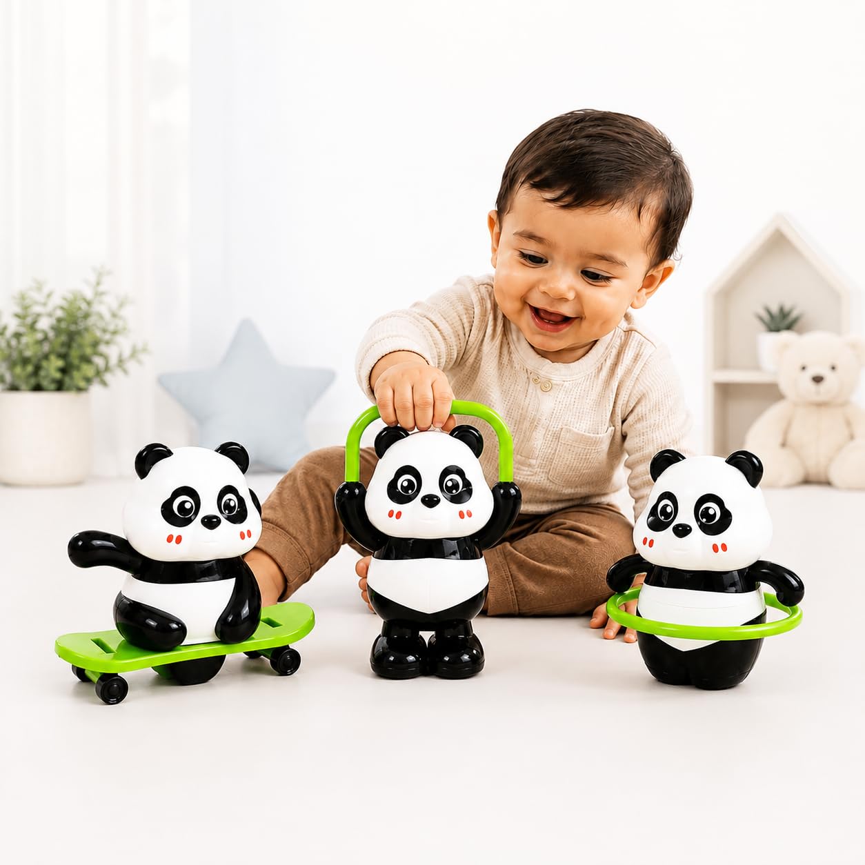 Cute Panda Action Toy Set for Kids – Rotating & Moving Panda Toys with Skating, Spinning & Jumping Action | Interactive Educational Play Figures | Safe Gift for Boys & Girls (3PCS Set)-picture-29