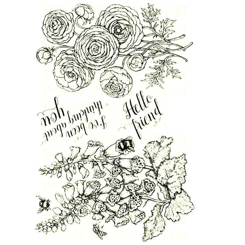Foxglove and Ranunculus Transparent Stamps Seal for DIY Scrapbooking Photo Album Decorative Clear Stamp Design Greeting Card Making Décor Art Birthday Wedding Mother’s Father's Memorial