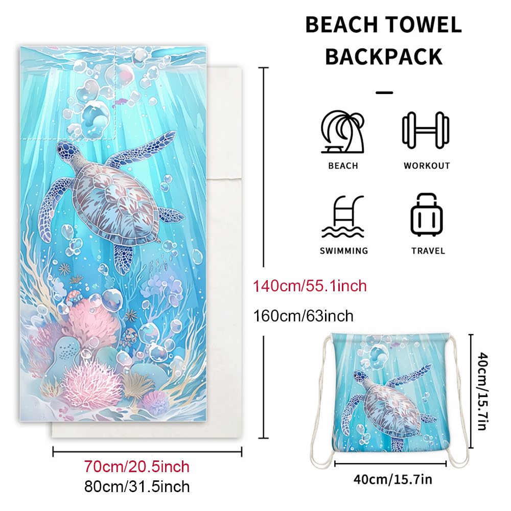 FANSU Telo Mare Per Lettino 75x210 Cm - Microfibra Assorbente, Con Tasche, Giraffa - Asciugamano Da Spiaggia, Yoga, Viaggio - 2