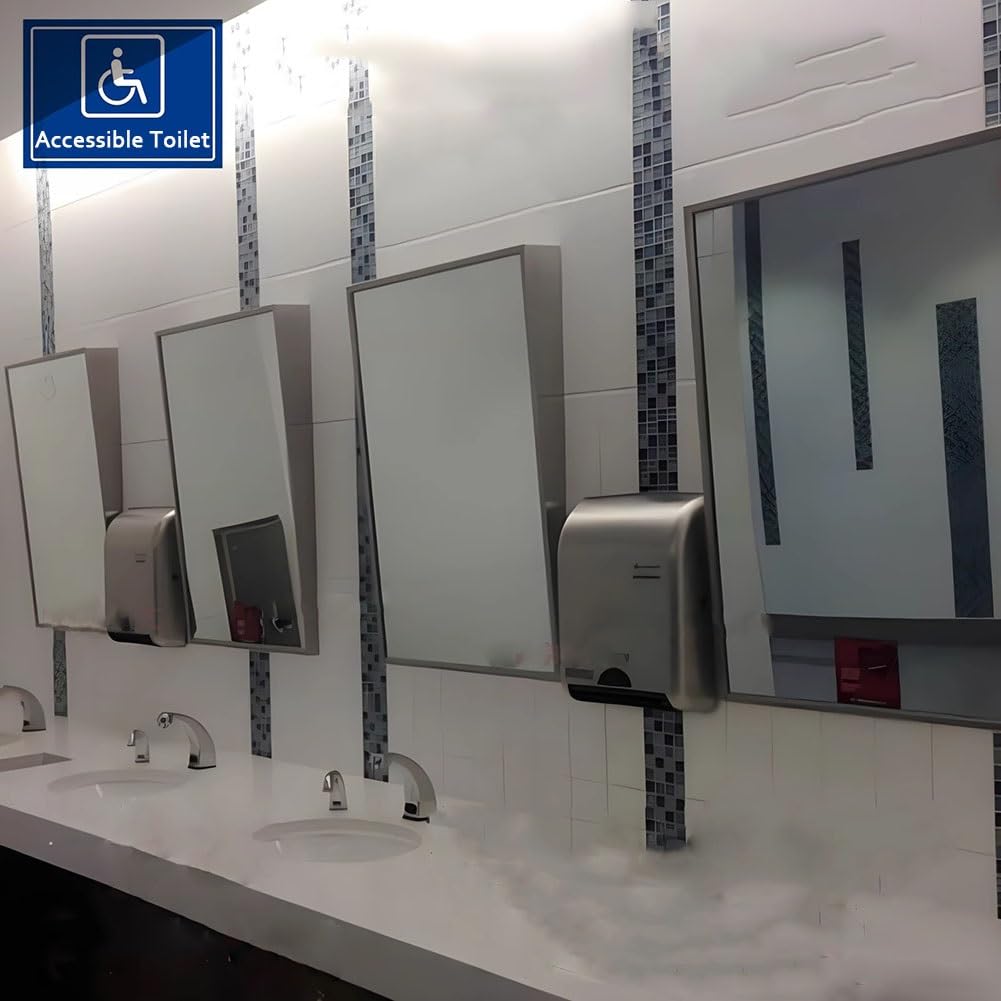 exproyzk Specchio inclinabile Specchio piastrellato con Cornice in Acciaio Inox 304 Specchio per Il Trucco Specchio per Bagno Commerciale(Nero,90x60cm)