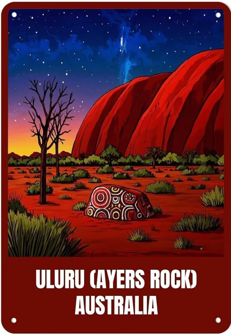Uluru Australia Vintage Tin Sign for Cafe Home Living Room Bedroom Kitchen Garden Garage Cafe Bar Pub 8 x 12 Inch
