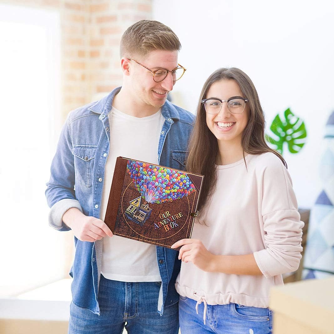 Abenteuerbuch, 148-seitiges Bastelalbum, geprägter Ledereinband, ideal für Erinnerungen, Jahrestag, Hochzeit, Geschenk für beste Freunde und Notizen, inspiriert von der "Up"-Saga (mehrfarbiges