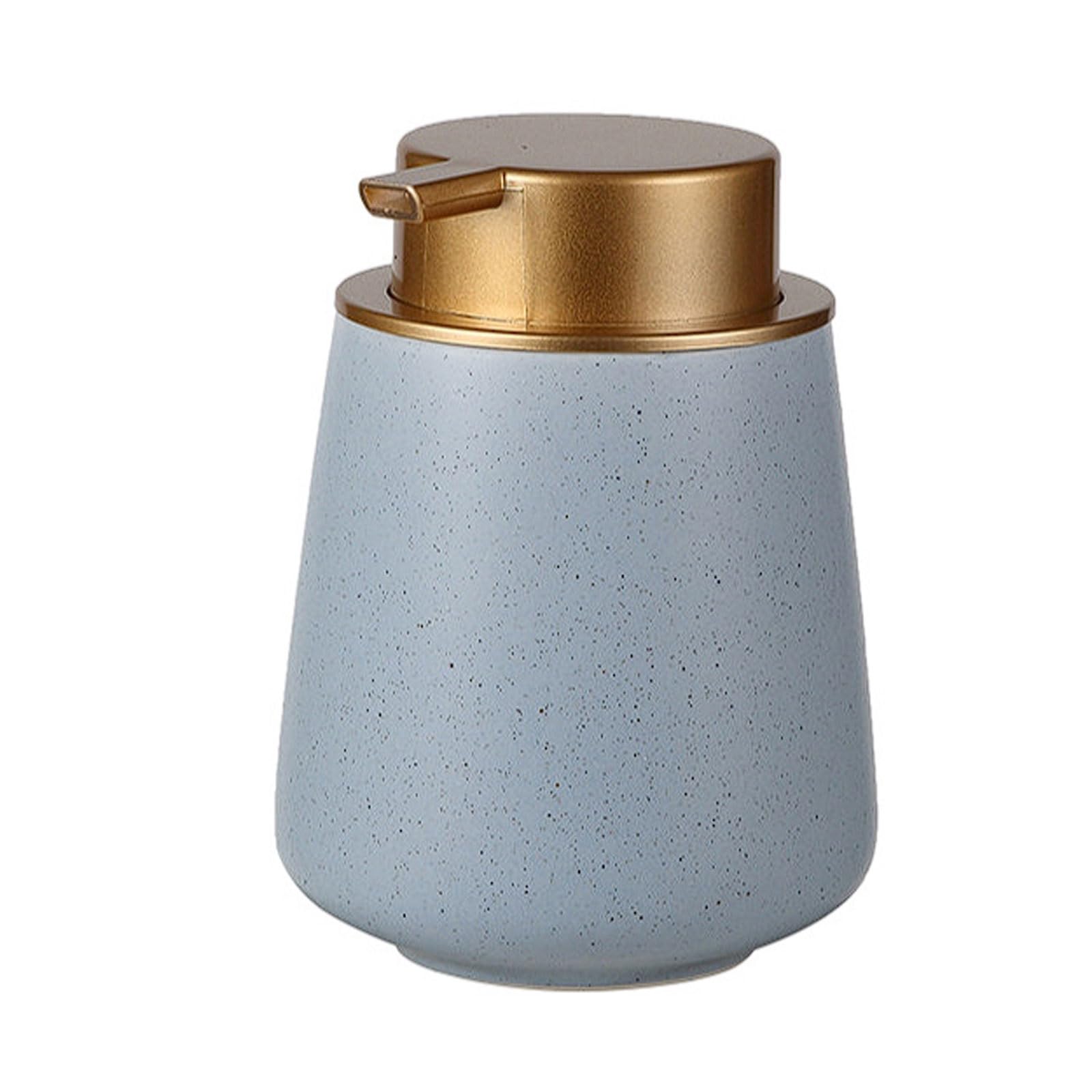 Ceramic Soap Dispenser Tapered Design, Stable Base, Countertop Manual for Kitchen Shampoo Body Wash(Gray)