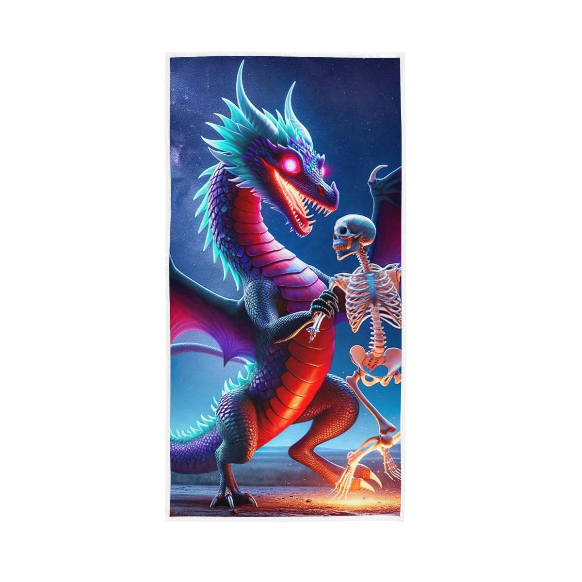 LSRCPD Dragon Dancing with Skeleton Hand Towel, 15 x 30 Inches, Soft Highly Absorbent Towels for Bathroom Gym Shower