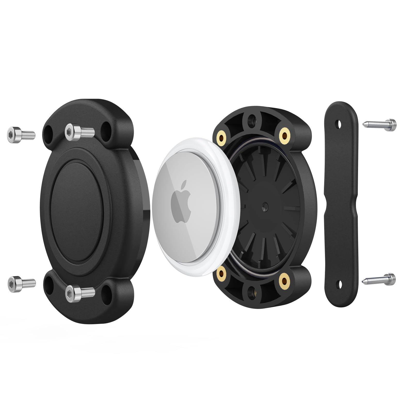 Support AirTag Pour Collier Chien/Chat SUPMEGA - Silicone Noir/Blanc - Glisse Sur Collier Sans Pendre - 2 Pièces