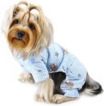 KLIPPO Teddy Bear Flannel Pamajas/Bodysuit/Overall - Light Blue - X-Small