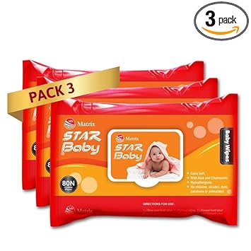 MSI Matrix Star | Baby Wipes | Extra soft antibacterial wet wipes | Pack of 3 | 240 Pieces