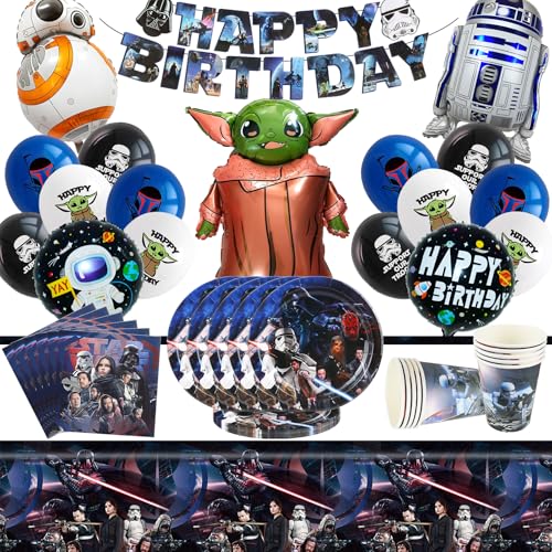 65 Piezas Decoración y Vajilla de Cumpleaños - Incluye