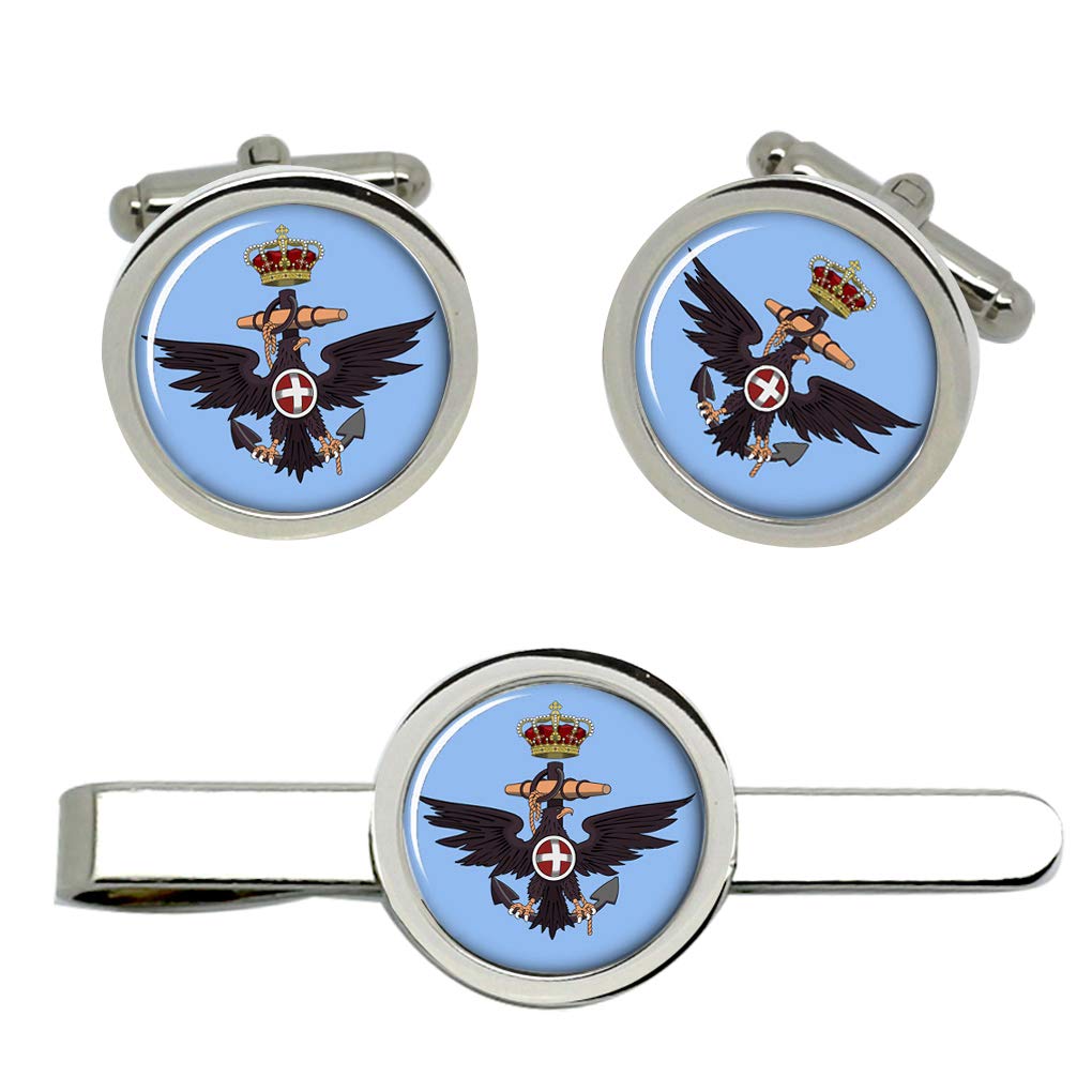 Reale Italiano Blu Scuro (Regia Marina) Gemelli E Fermacravatta Set