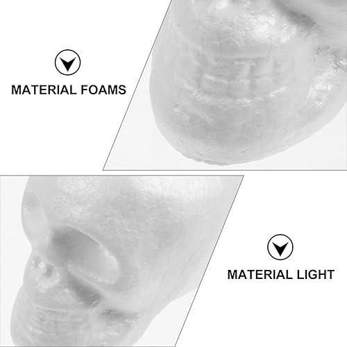 Miniatura 5 de EXCEART Grimace Foam Shape 5 piezas de espuma blanca con forma de calavera de espuma de poliestireno, modelo de cráneo de espuma para manualidades