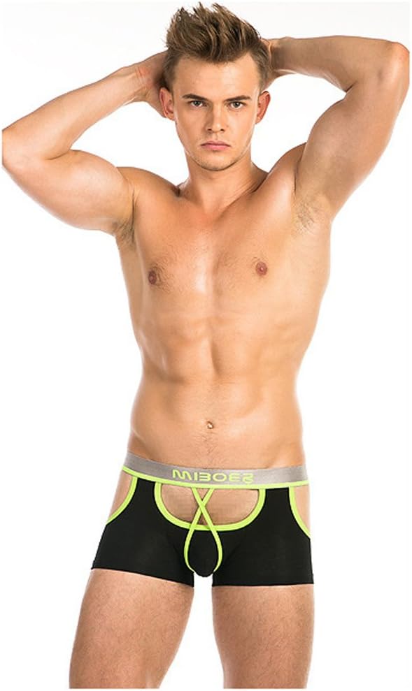 Men's Sexy Underwear Thong G-string Elastic Smooth Bikini Airplane Underwear YellowL/US M