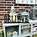 Rustic Wood Believe Sign for Home Decor, Decorative Wooden Cutout Word Decor Freestanding Believe Tabletop Decor, Black Believe Block Letters Sign Family Mantel Decor (Black Believe Sign)