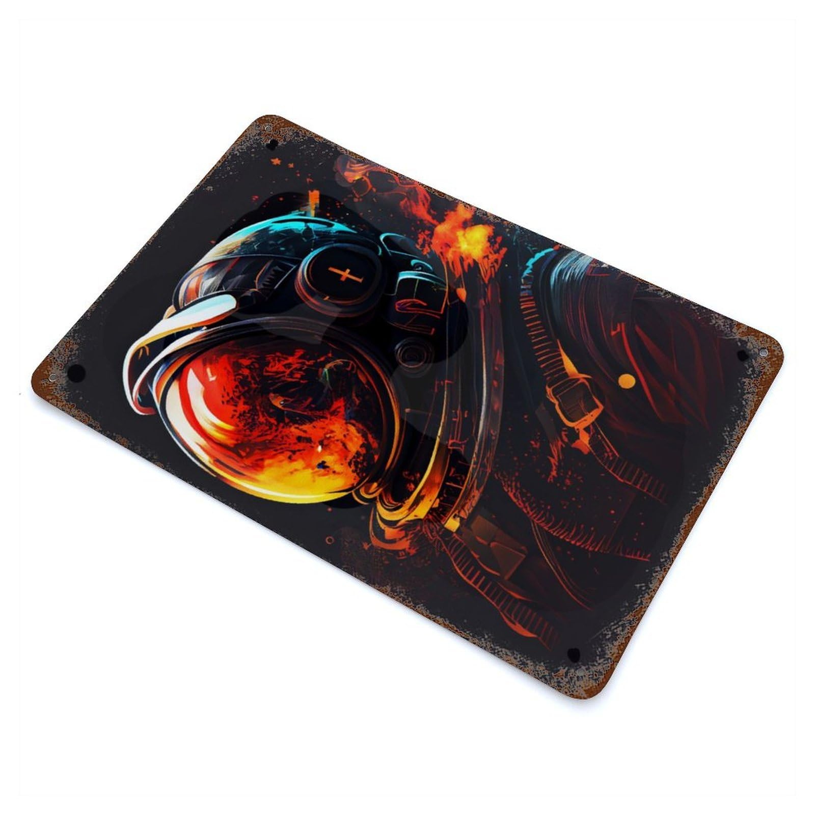Rust Effect Astronaut Is Wild New Rusty Metal Tin Sign 11.8"x7.9", Old School Wall Decor for Basement, Hobby Room And Garage Decor