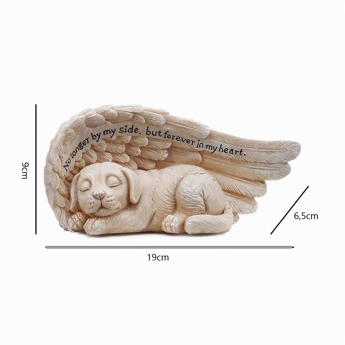 Decorazione per tomba con angelo e cane, resistente alle intemperie, per cani, decorazione commemorativa per cani, statuette per cani con ali d'angelo, statua di animali in resina.