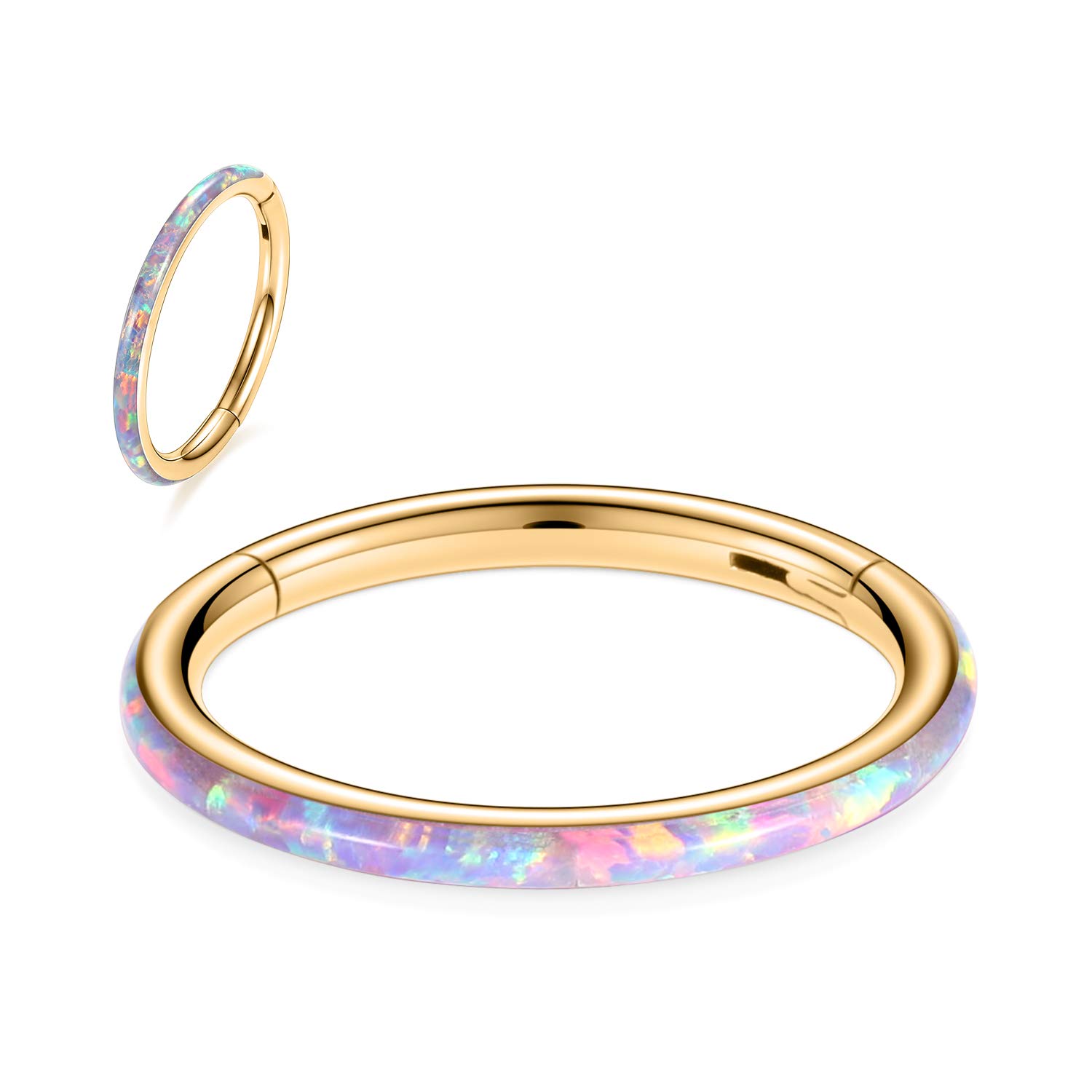 hengkaixuan CZ/Opal Nose Rings Conch Jewellery Septum Clicker 316L Surgical Steel Segment Ring Helix Cartilage Earrings Hoop Daith Tragus Rook Piercing Jewellery — view 75