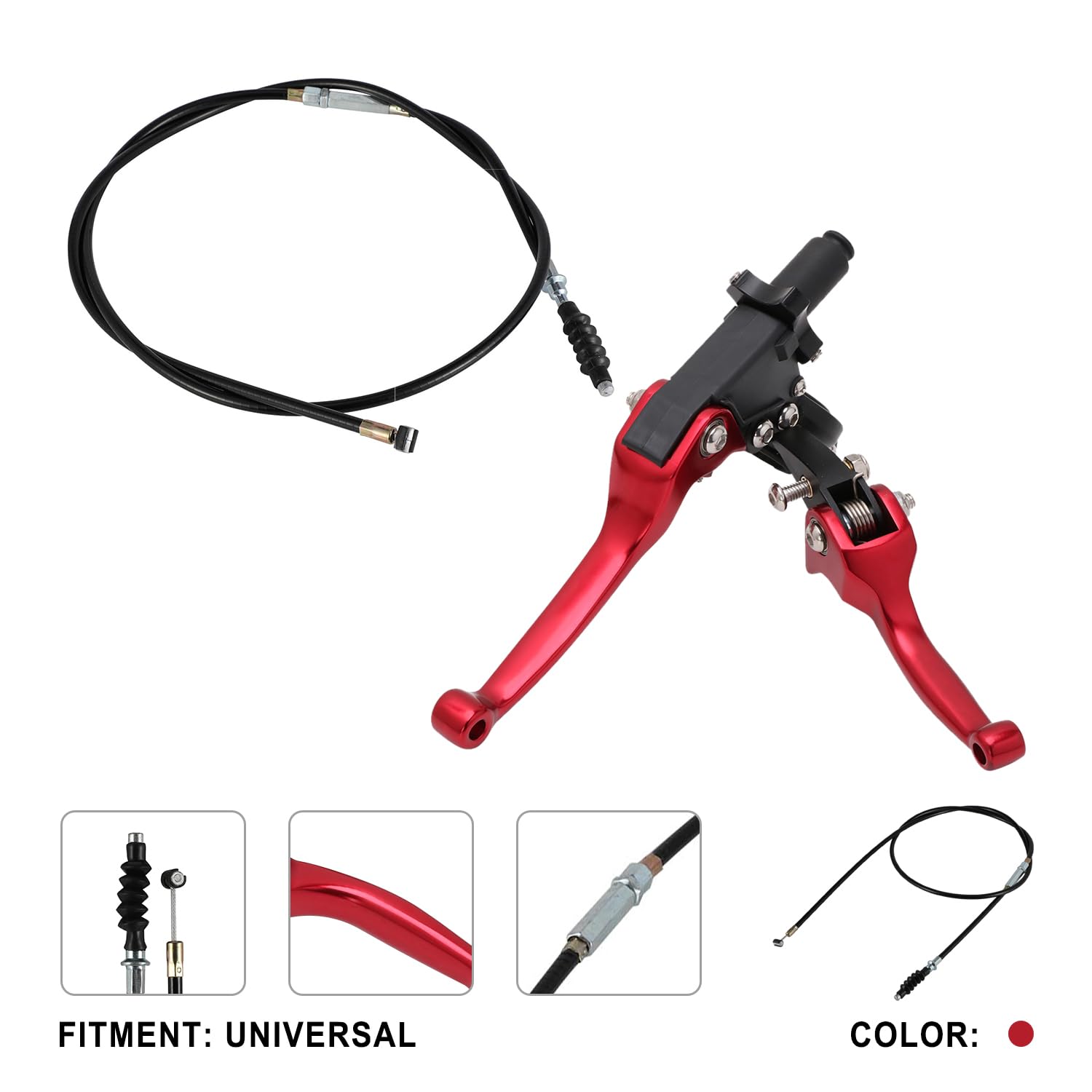 Palanca de freno de embrague de motocicleta de 22 mm + cable de embrague universal para 110cc 125cc 140cc 150cc SSR Apollo RFZ 125 DBX18/19 Xpro Coolster Thumpstar Baja Dirt Pit Bike Rojo