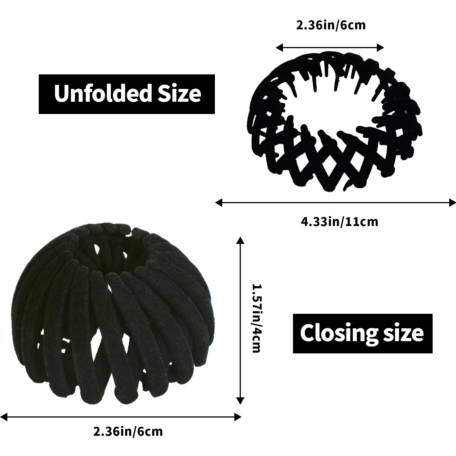 Bailinks 4 Pcs Hair Bun Tool Set, Expandable Geometric Hair Loops and Ponytail Holder Clips - Image 2