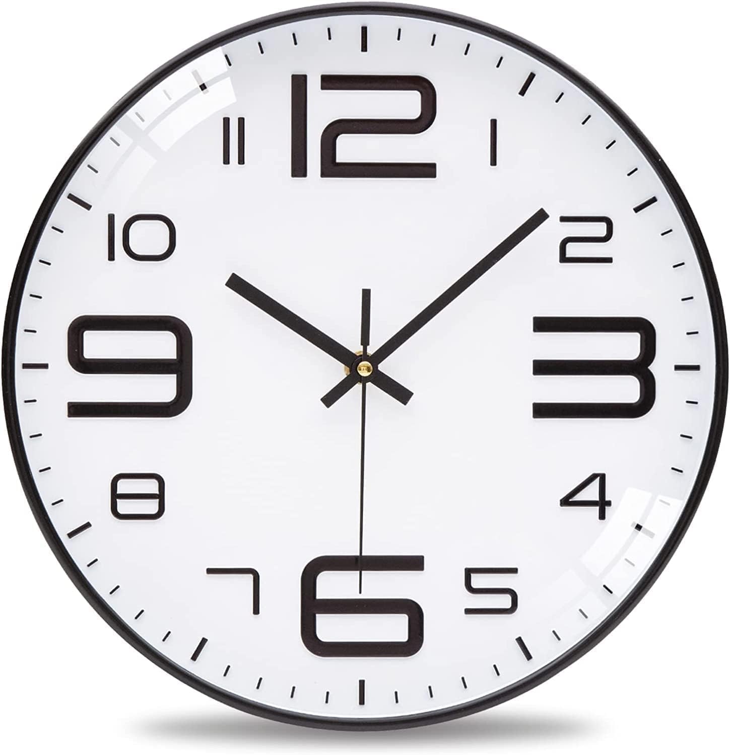 PENTOM Wall Clock, Clock for Home, 12" Silent Quartz Decorative Latest Wall Clock, Non-Ticking Clock Battery Operated Round Easy to Read for Living Room, Kitchen, Office, School (White Black)