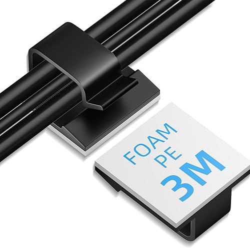 Clip de gestión de cables gruesomúltiple (25 piezas negro grande), organizador de cables para HDMI, cadena de luz, enchufe de alimentación, cable de