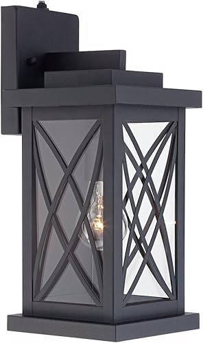 Miniatura 6 de John Timberland Woodland Park Mission - Lámpara de pared para exteriores, metal negro, 15, cristal transparente, seguridad del atardecer al amanecer