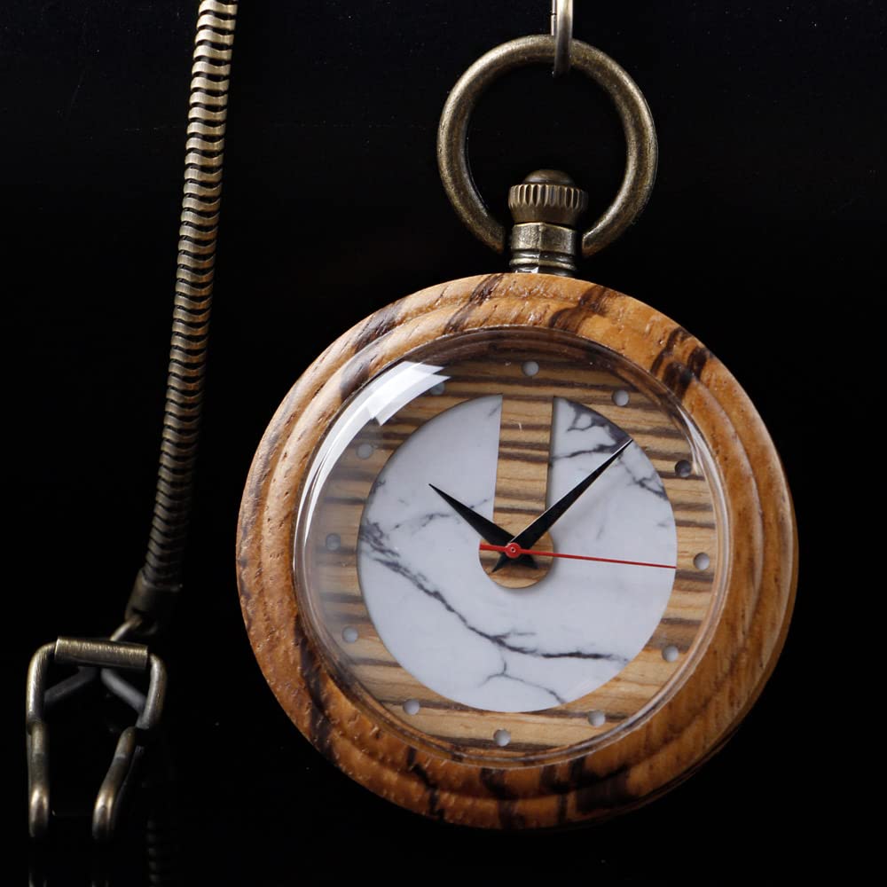 Orologio da esterno, Orologi da tasca antichi in legno di bambù vintage fatti a mano con catena uomo e confezione regalo