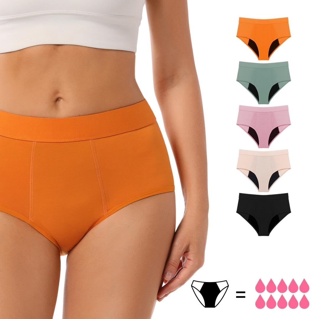 Ultra-Absorbent Menstrual Panties | up to 8 tampons | Ideal for Heavy Menstrual Bleeding | Suitable for Teenage Girls | High Waist | Incontinence | Postpartum |(5 Farben) M