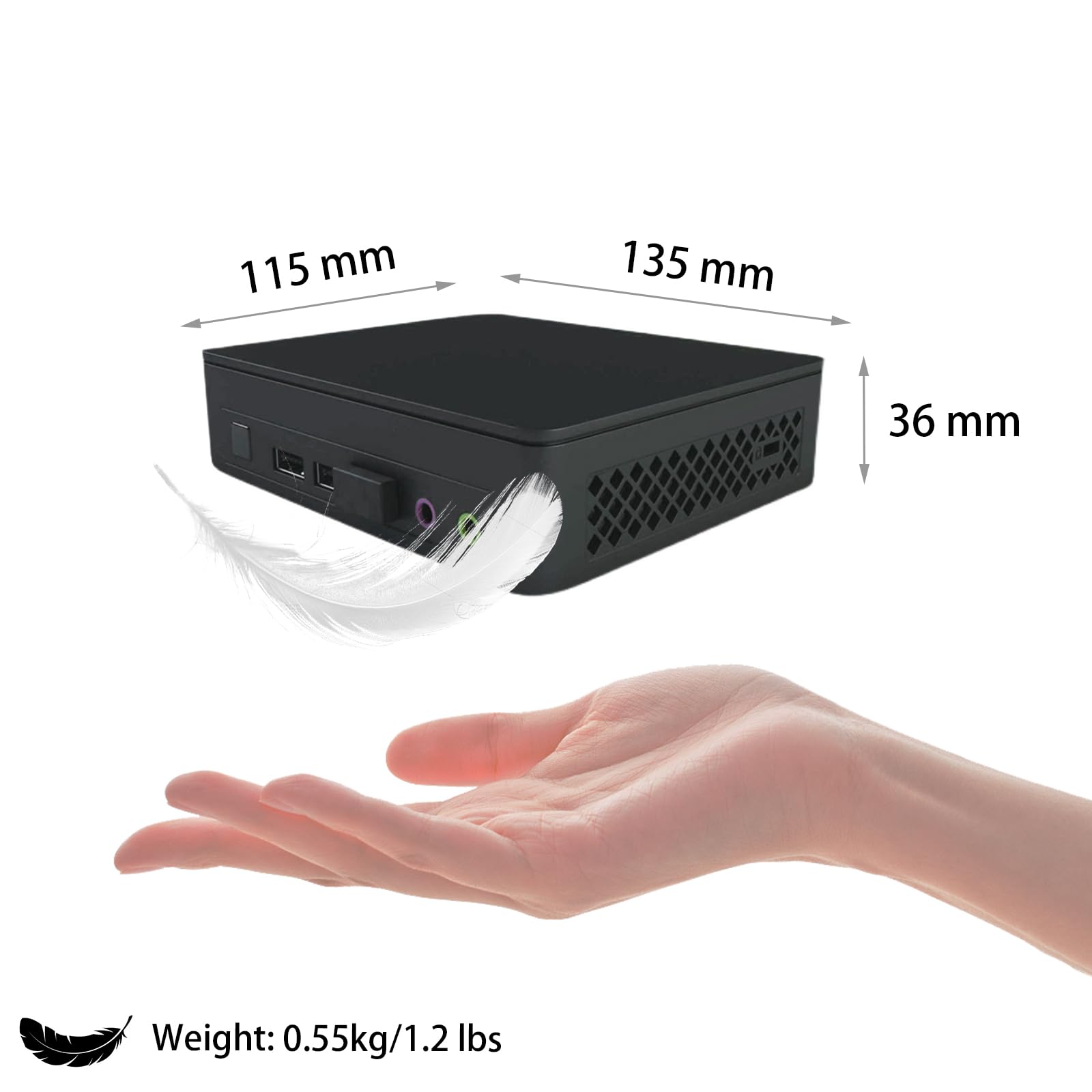 NUC 11 Essential Mini-PC NUC11ATKC2, kompatibel mit Intel Celeron-CPU N4505 | 2,9 GHz, zwei 4K-Displays, Bluetooth 5.1, Windows 11, leise Kühlung, kompakter Büro-PC (16 GB RAM + 256 GB SSD)