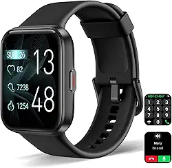 Relogio Smartwatch(Fazer/Atender Chamada), 1,8'Touchscreen Fitness Tracker com freqüência cardíaca Sanguíneo Monitor de sono compatível com iPhone e Android, Alexa Built-in, IP68 relógio impermeável