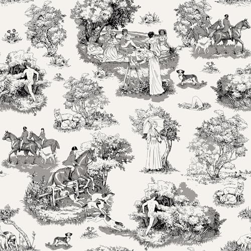 NuWallpaper x Rachel Antonoff Black The Chase Peel and Stick