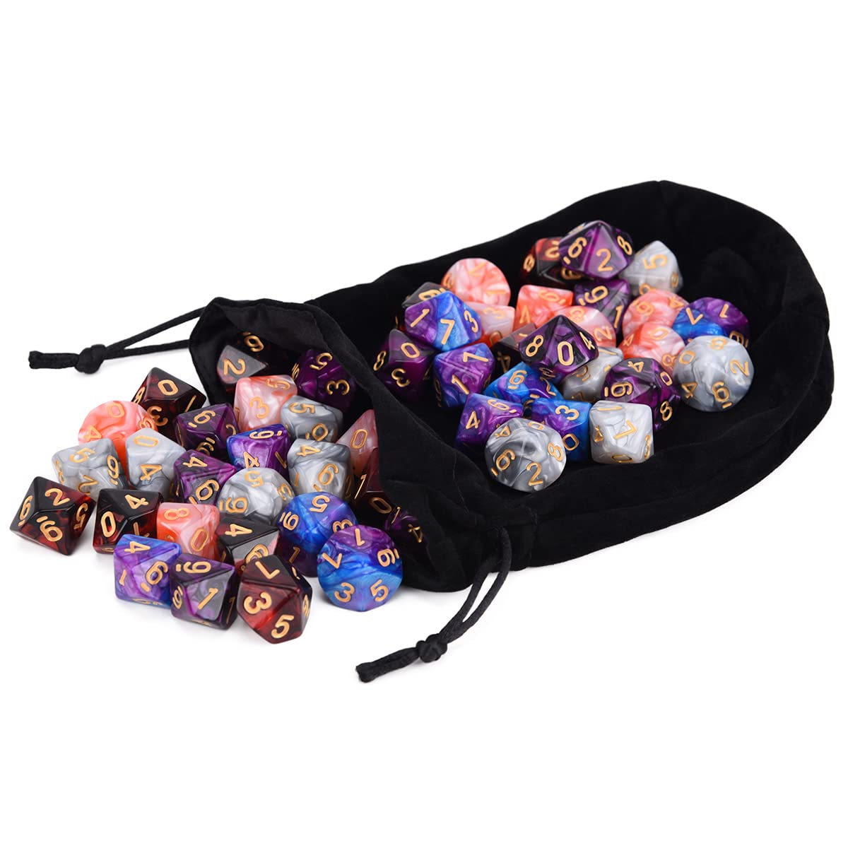 Würfel 50 Stcs D10 -Sieben Polyedrische Würfel Mit Kordelbeutel Für Tabletop Rpg World Ofkness Vampire Würfel Set/G