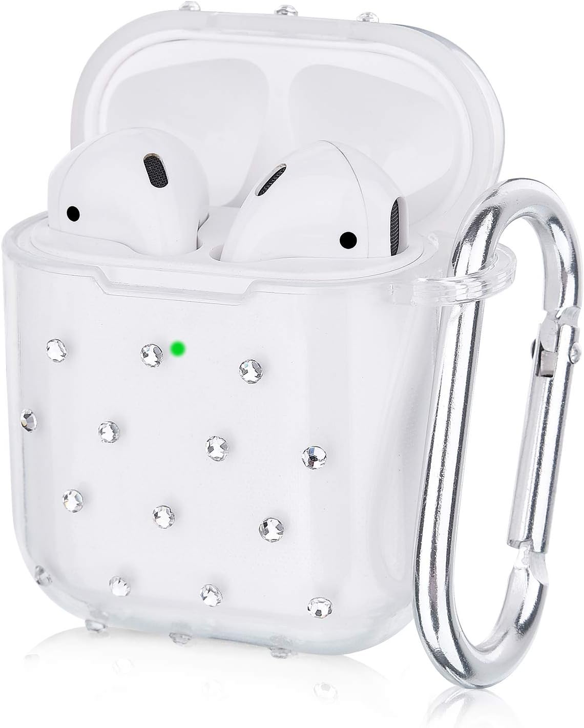 QINGQING AirPods Case Cover, Clear Cute Crystal Design Skin Shockproof Protective Transparent TPU Case for Apple Airpods with Keychain Strap ( Soild Crystal)