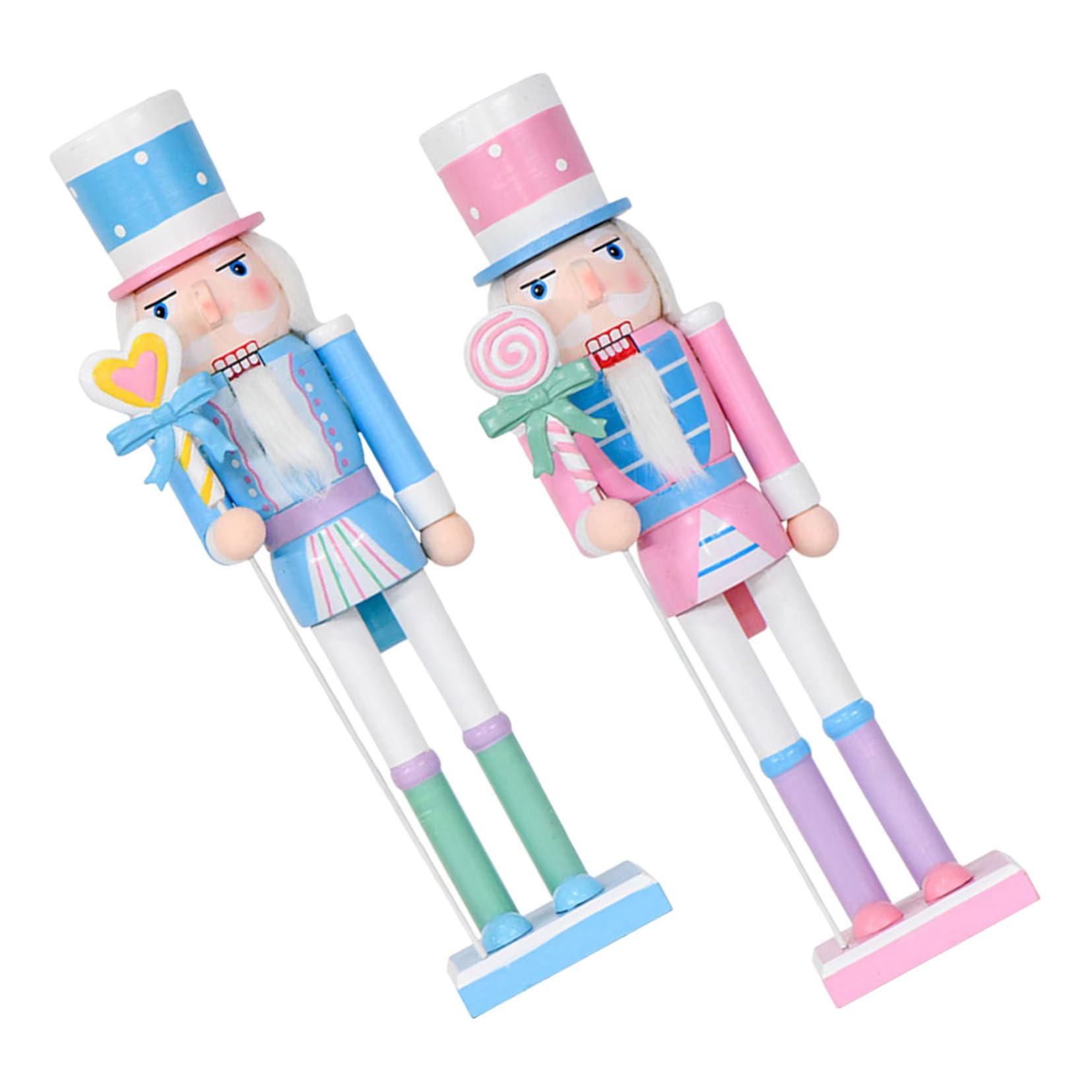 GALPADA 2pezzi Schiaccianoci in Legno Color Pastello Soldatino di Caramelle Natalizio Decorazione da Tavola per Feste di Natale Statuette o Libreria